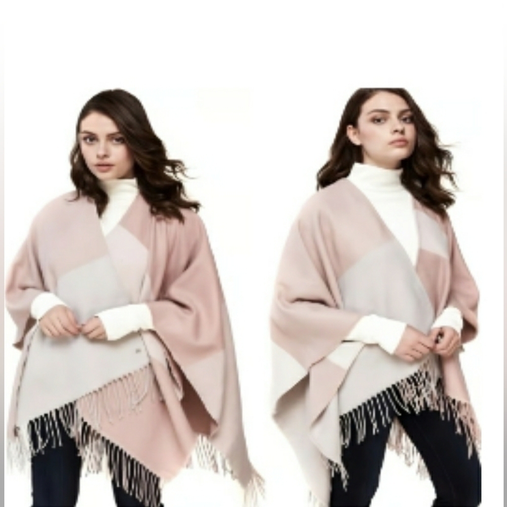 NWT Women's Soia & Kyo Yadira Fringe Shawl OS Pink & White Old, Size OS